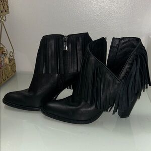 Jessica Simpson Black Fringe Booties